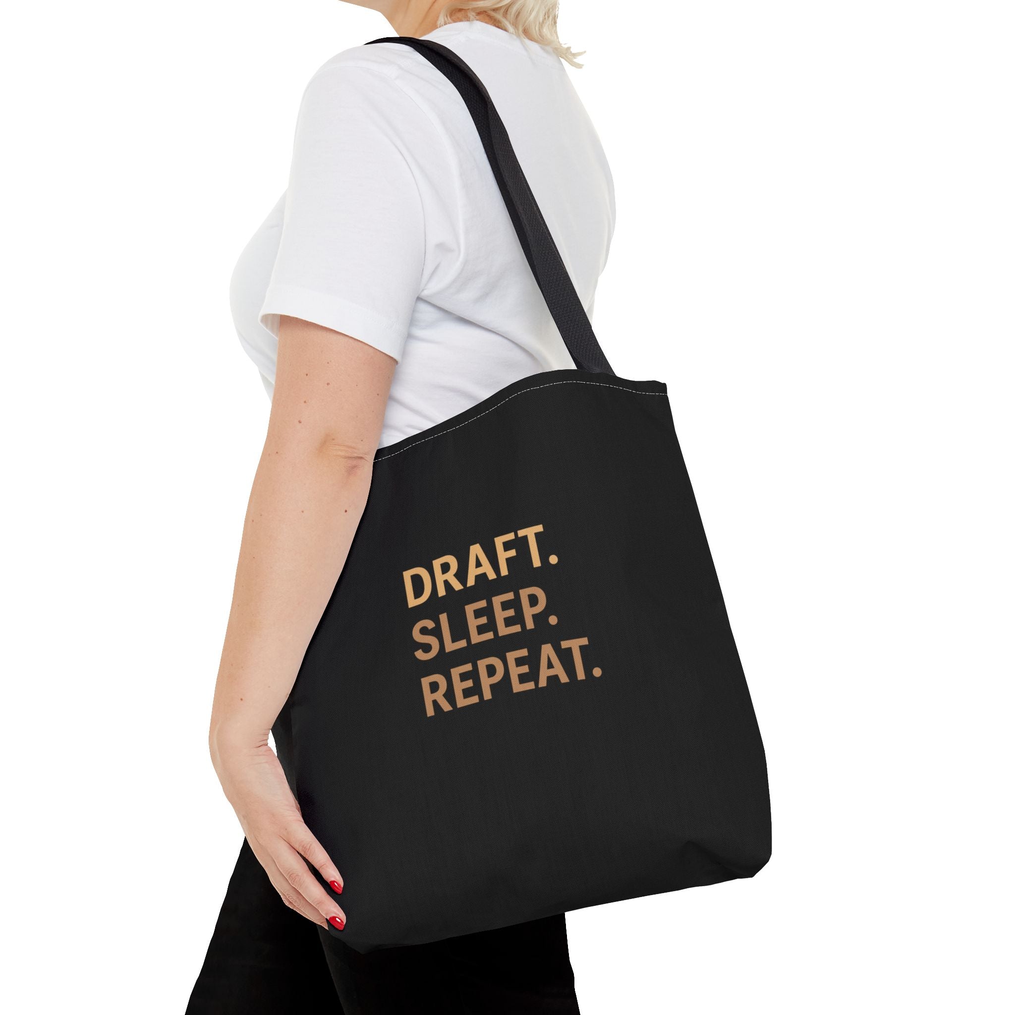 Draft. Sleep. Repeat. Tote Bag — Writer’s Quote Canvas Tote