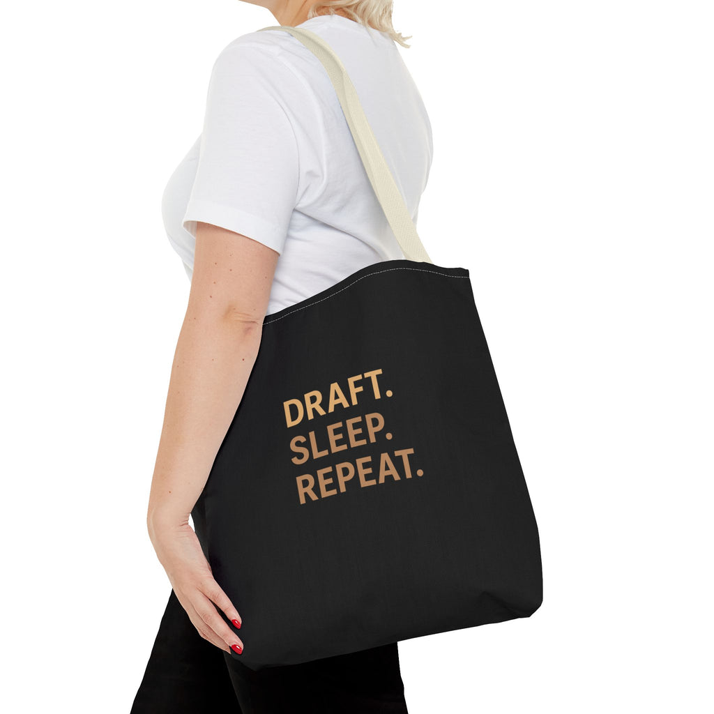 Draft. Sleep. Repeat. Tote Bag — Writer’s Quote Canvas Tote