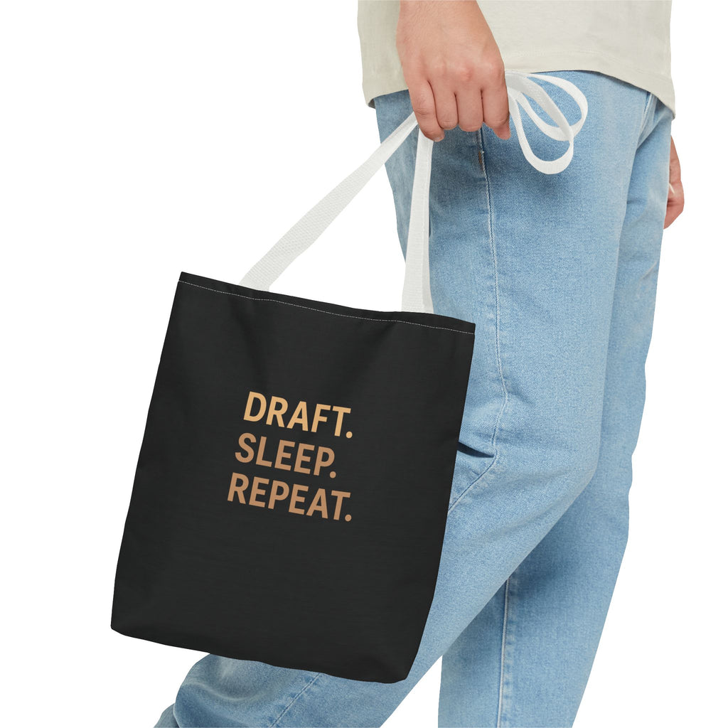 Draft. Sleep. Repeat. Tote Bag — Writer’s Quote Canvas Tote