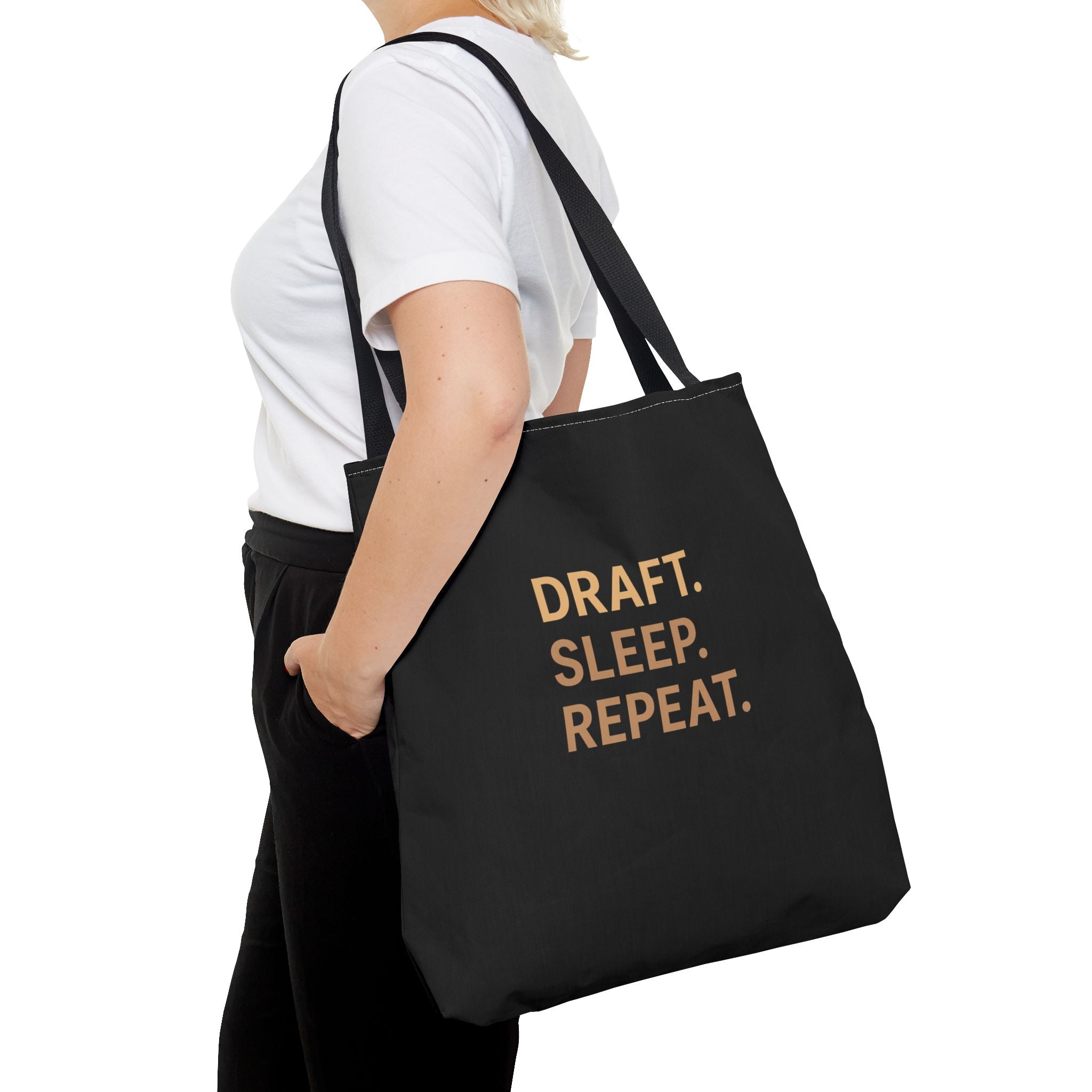 Draft. Sleep. Repeat. Tote Bag — Writer’s Quote Canvas Tote