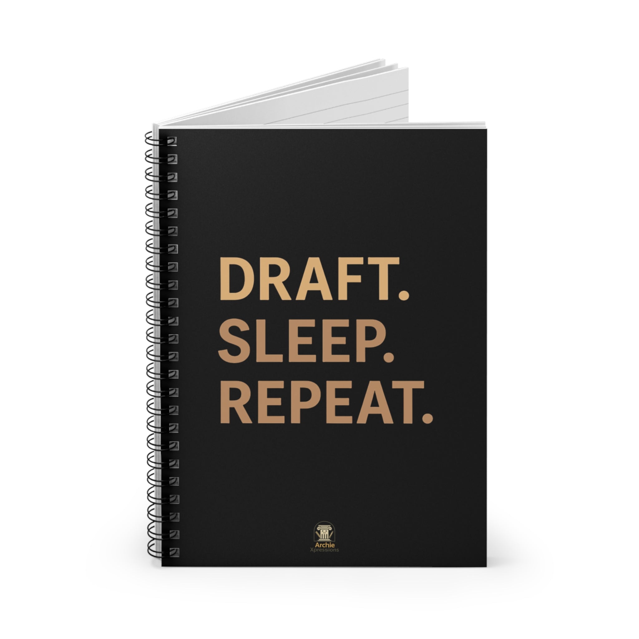 Spiral Notebook - Draft Sleep Repeat Minimalist Design
