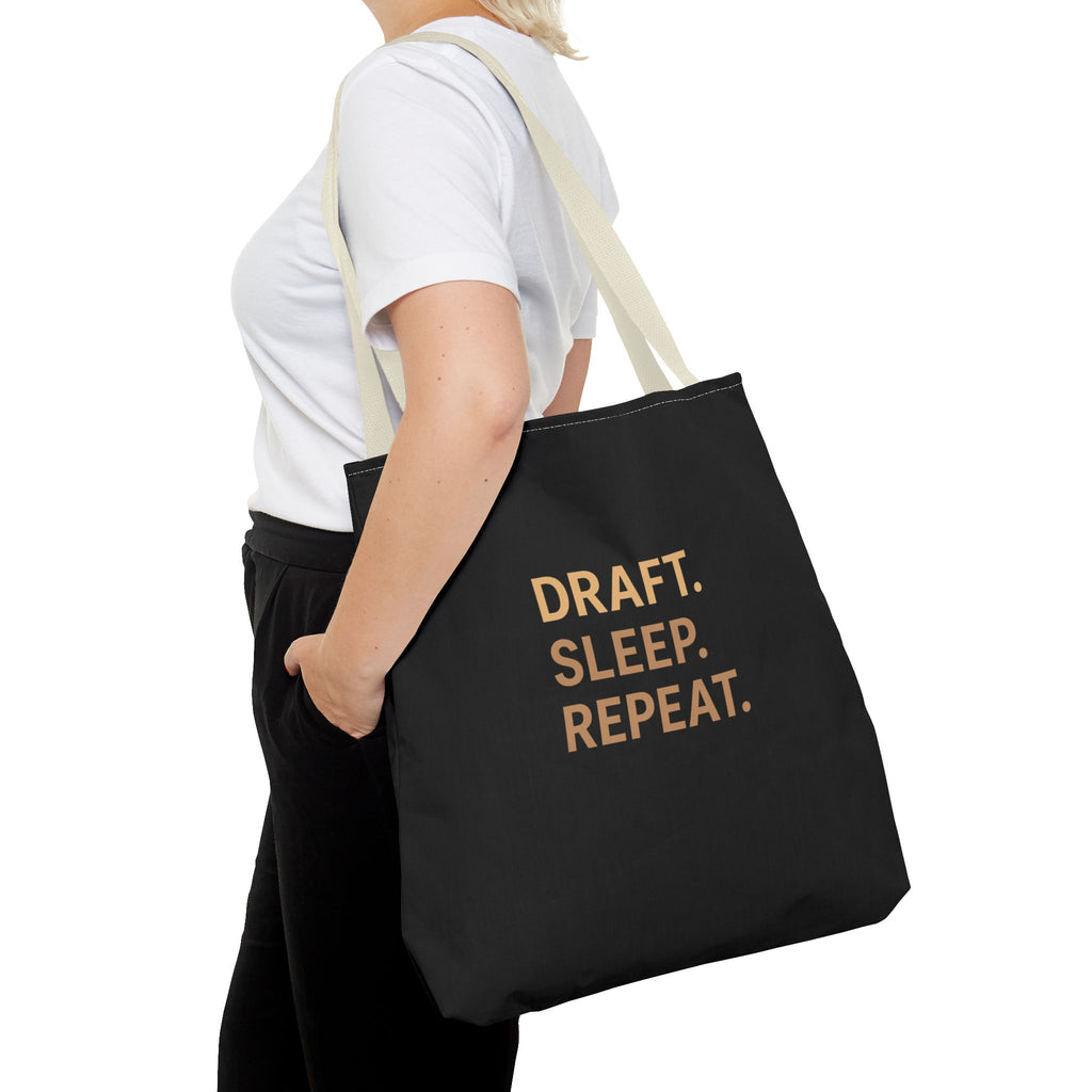 Draft. Sleep. Repeat. Tote Bag — Writer’s Quote Canvas Tote