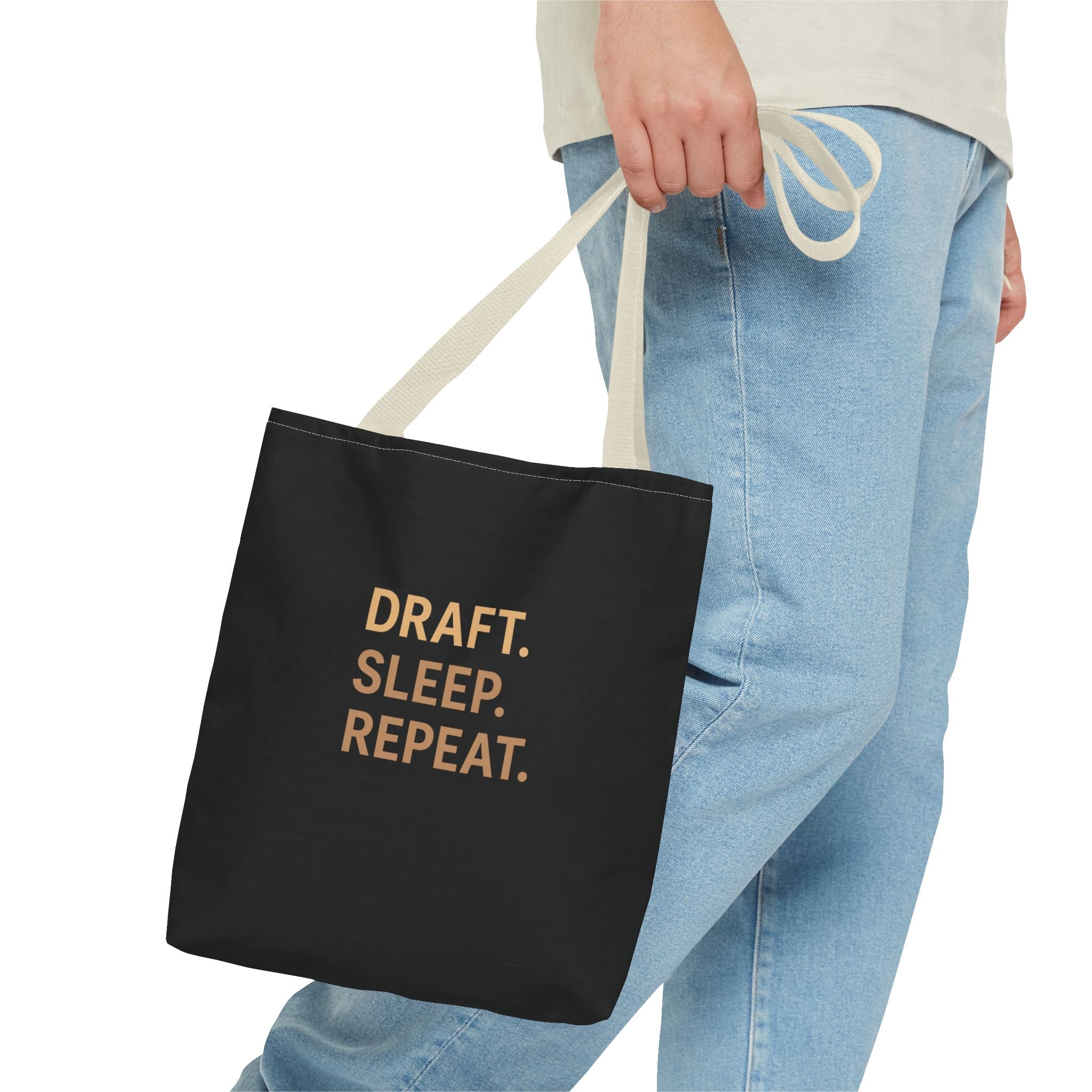Draft. Sleep. Repeat. Tote Bag — Writer’s Quote Canvas Tote