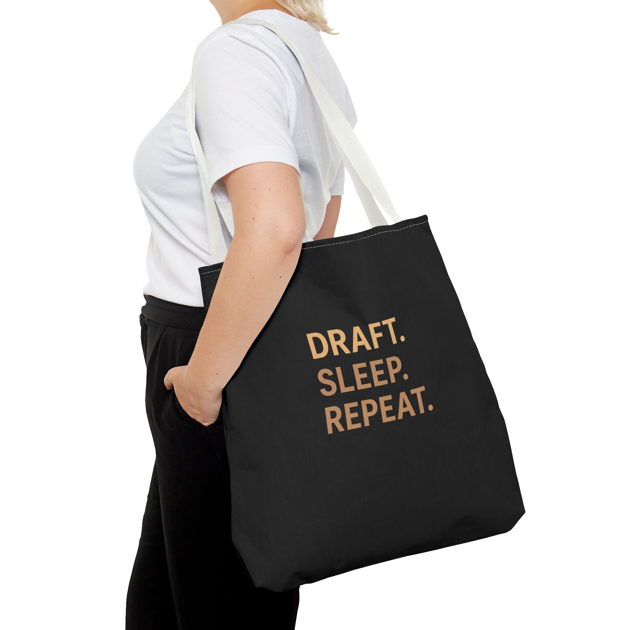Draft. Sleep. Repeat. Tote Bag — Writer’s Quote Canvas Tote