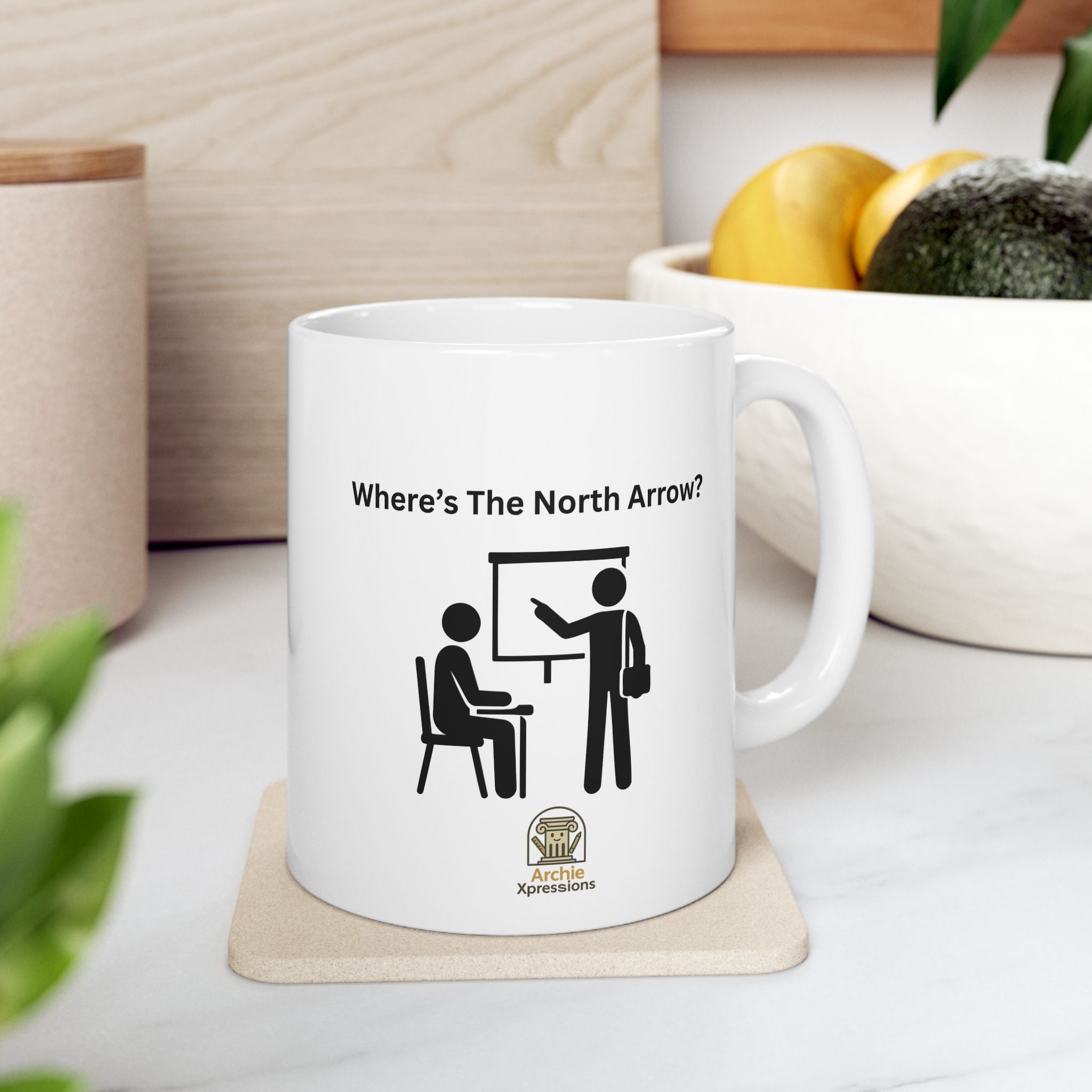 Where's the North Arrow? Ceramic Mug — Architecture & Interior Design Student Coffee Cup (11oz, 15oz)