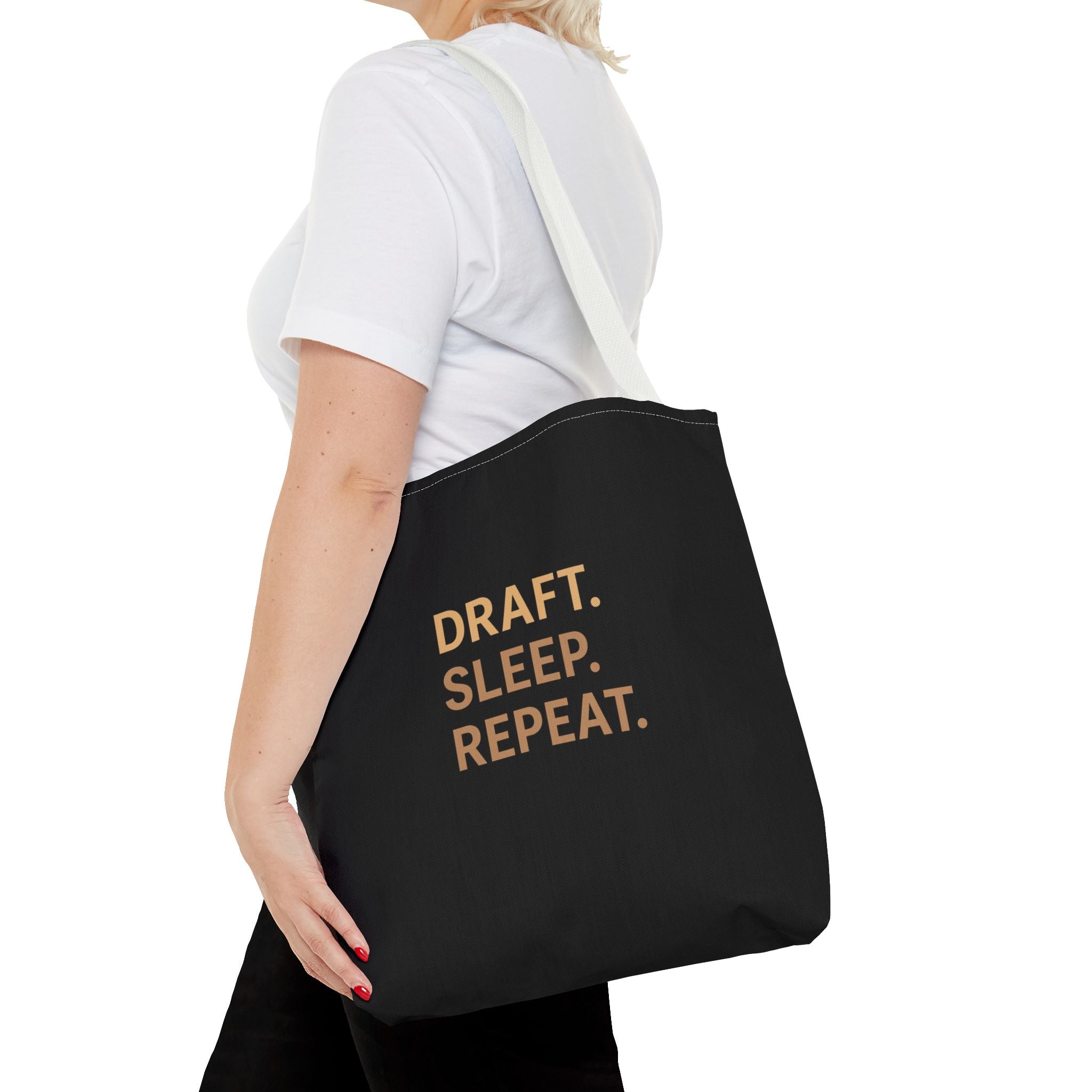 Draft. Sleep. Repeat. Tote Bag — Writer’s Quote Canvas Tote