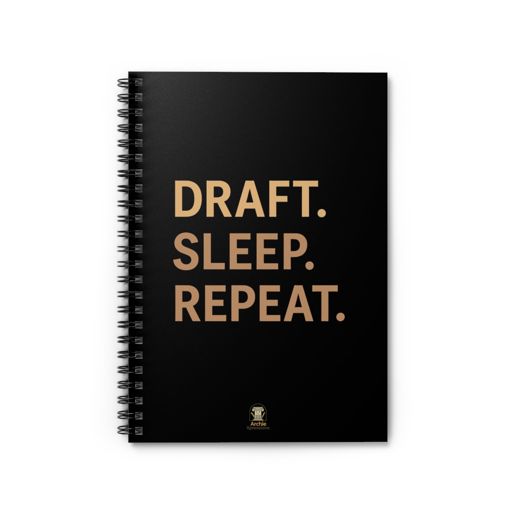 Spiral Notebook - Draft Sleep Repeat Minimalist Design