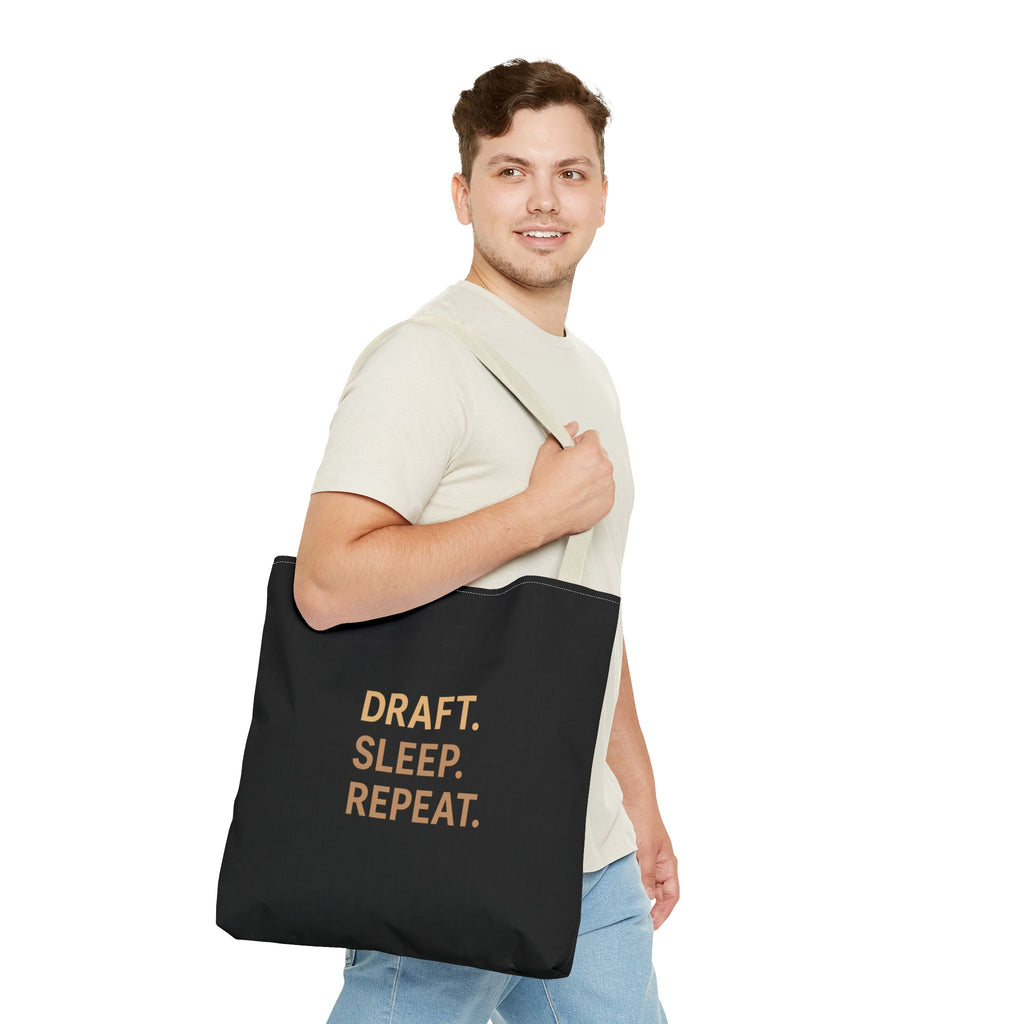 Draft. Sleep. Repeat. Tote Bag — Writer’s Quote Canvas Tote