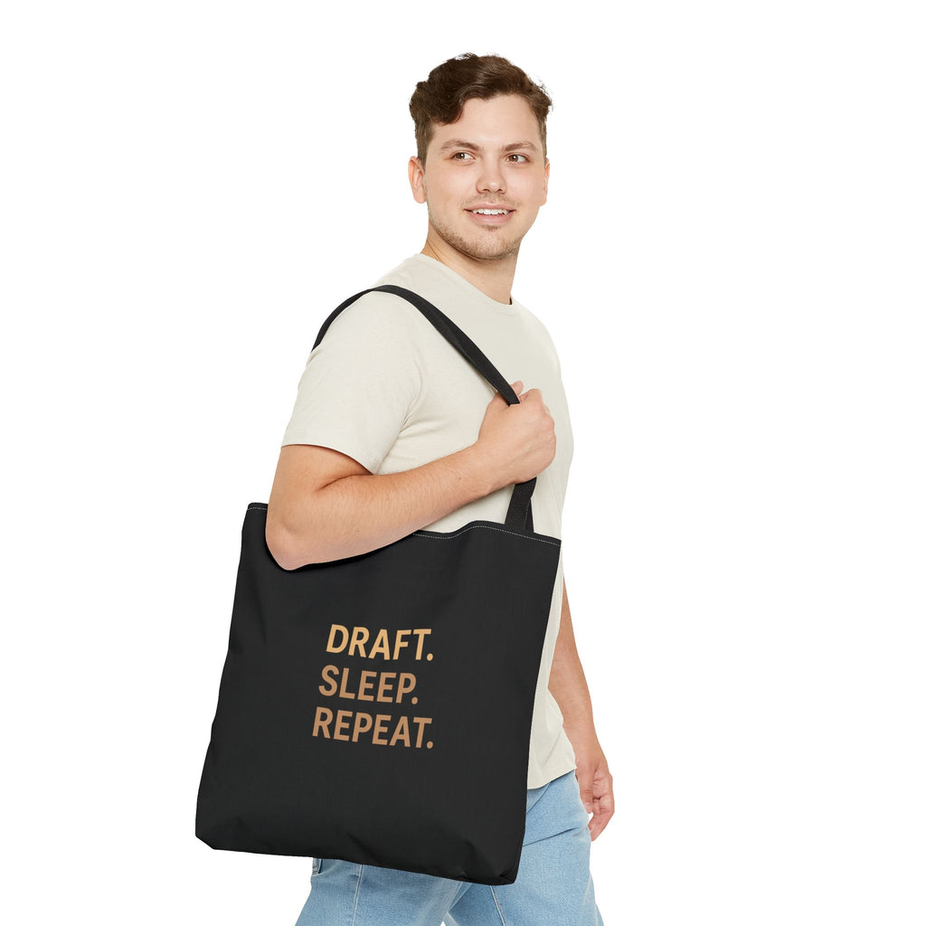 Draft. Sleep. Repeat. Tote Bag — Writer’s Quote Canvas Tote